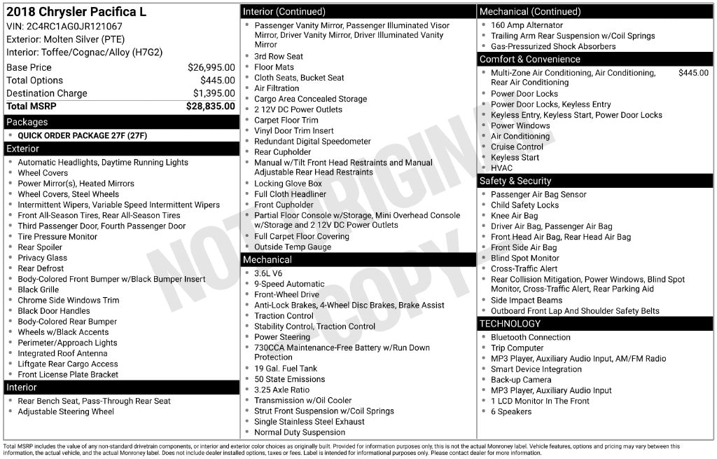 Used 2018 Chrysler Pacifica L Van