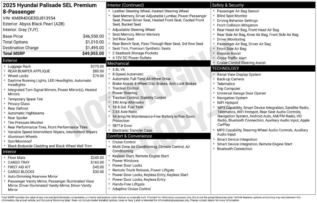 Certified 2025 Hyundai Palisade SEL Premium 7 Passenger SUV