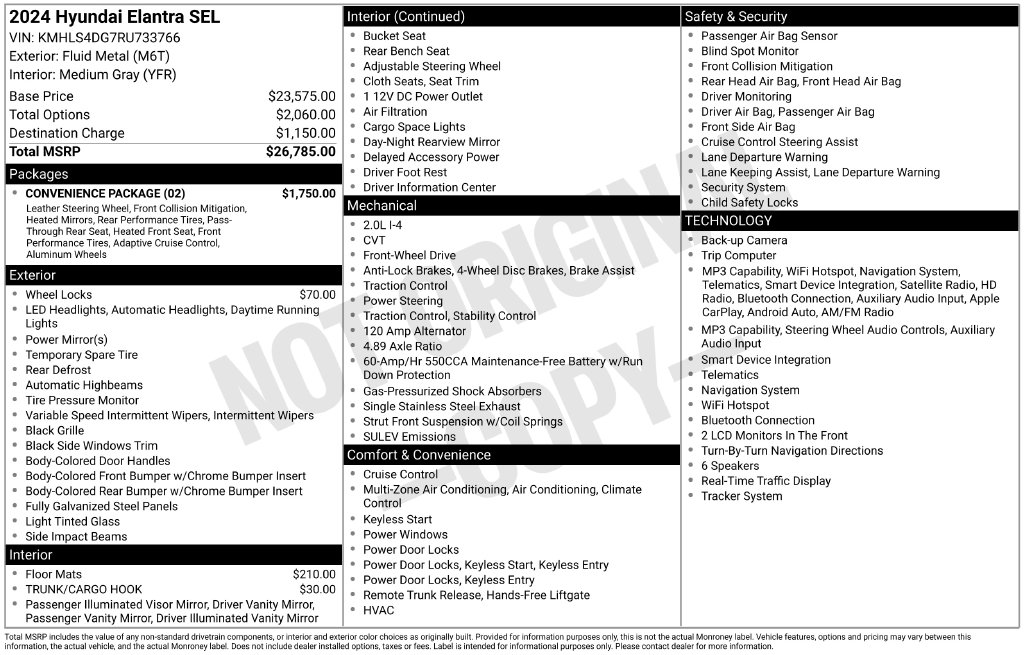 Certified 2024 Hyundai Elantra SEL Sedan