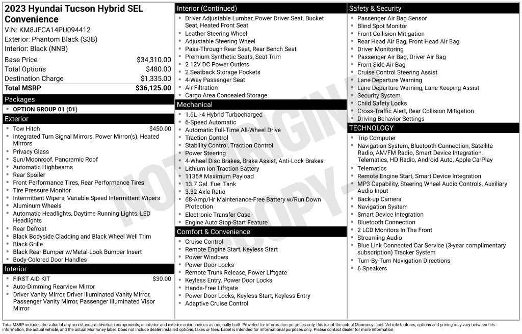Certified 2023 Hyundai Tucson Hybrid SEL Convenience SUV