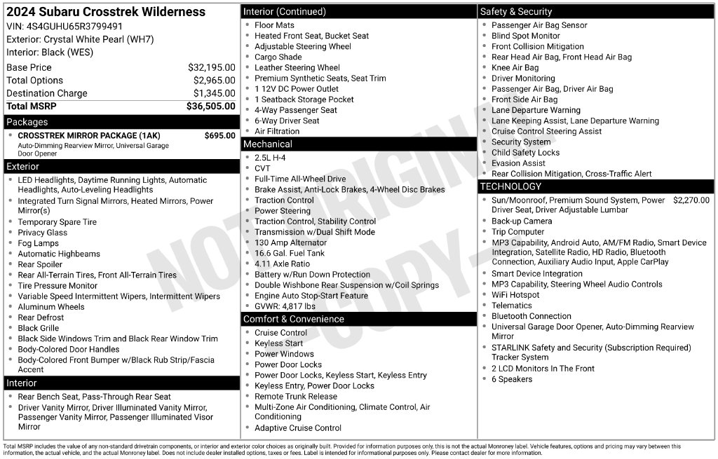 Used 2024 Subaru Crosstrek Wilderness SUV