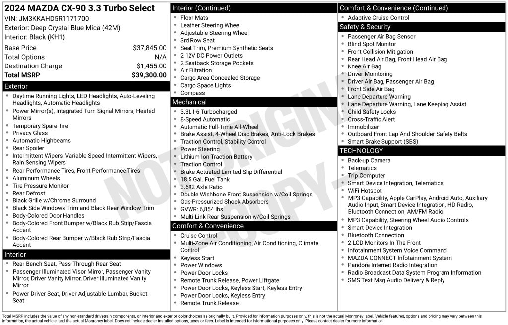 Used 2024 Mazda CX-90 3.3 Turbo Select SUV