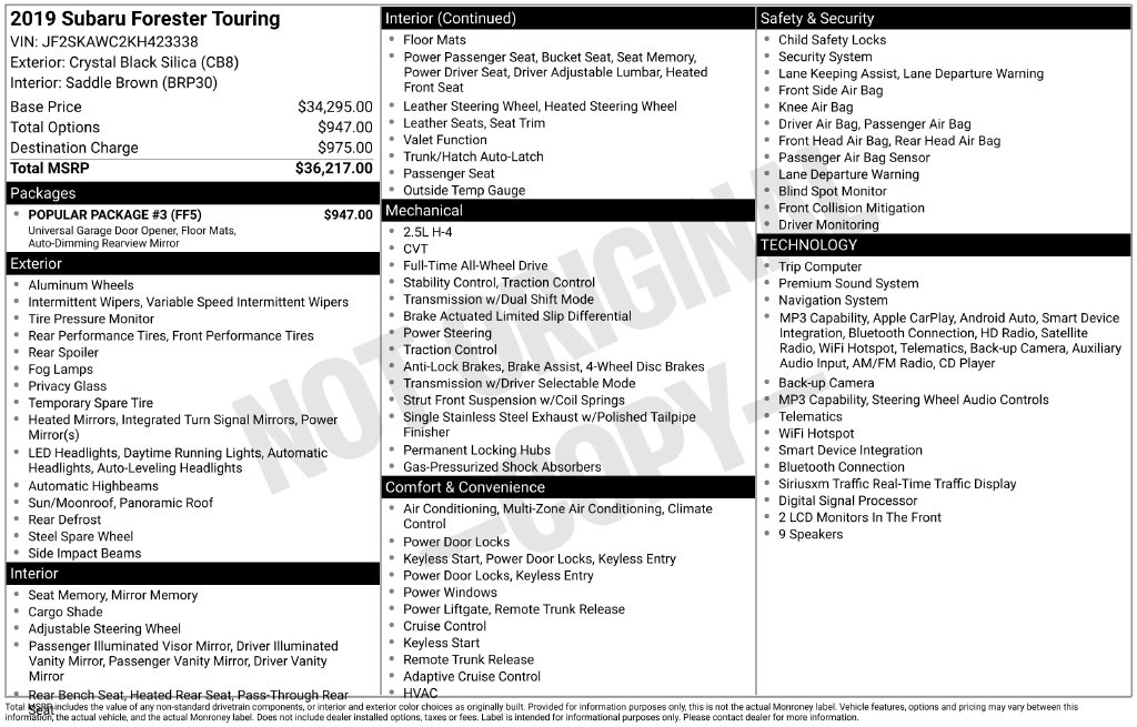 Used 2019 Subaru Forester Touring SUV