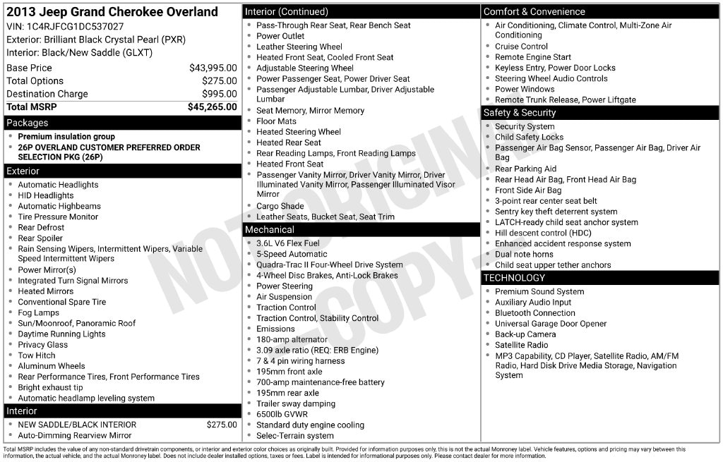 Used 2013 Jeep Grand Cherokee Overland SUV