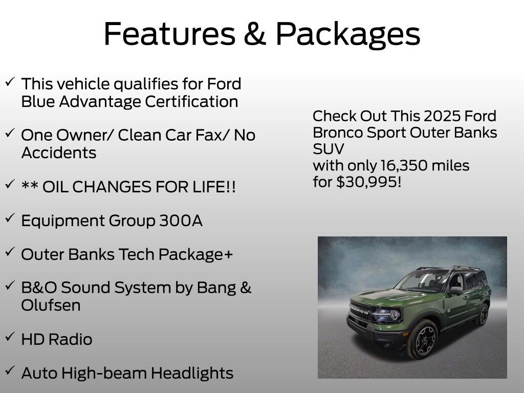 Certified 2025 Ford Bronco Sport Outer Banks SUV