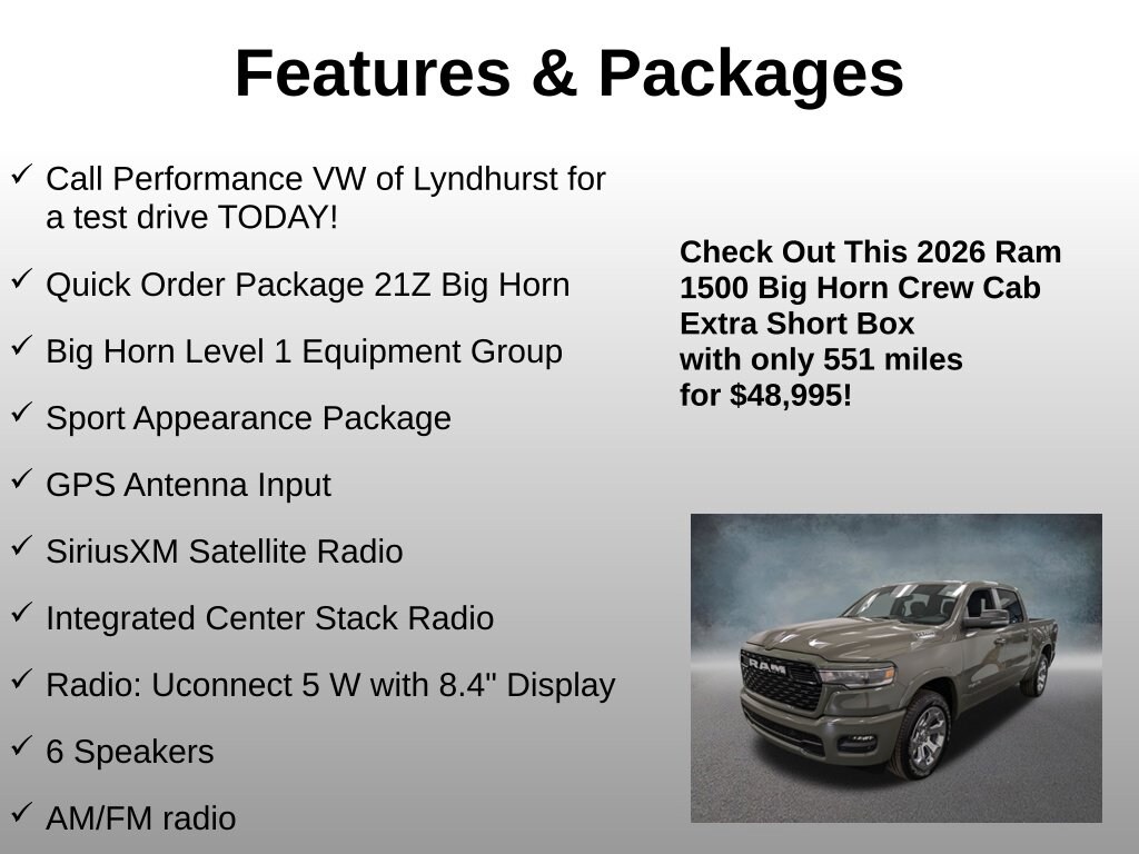 Used 2026 Ram 1500 Big Horn/Lone Star Truck Crew Cab