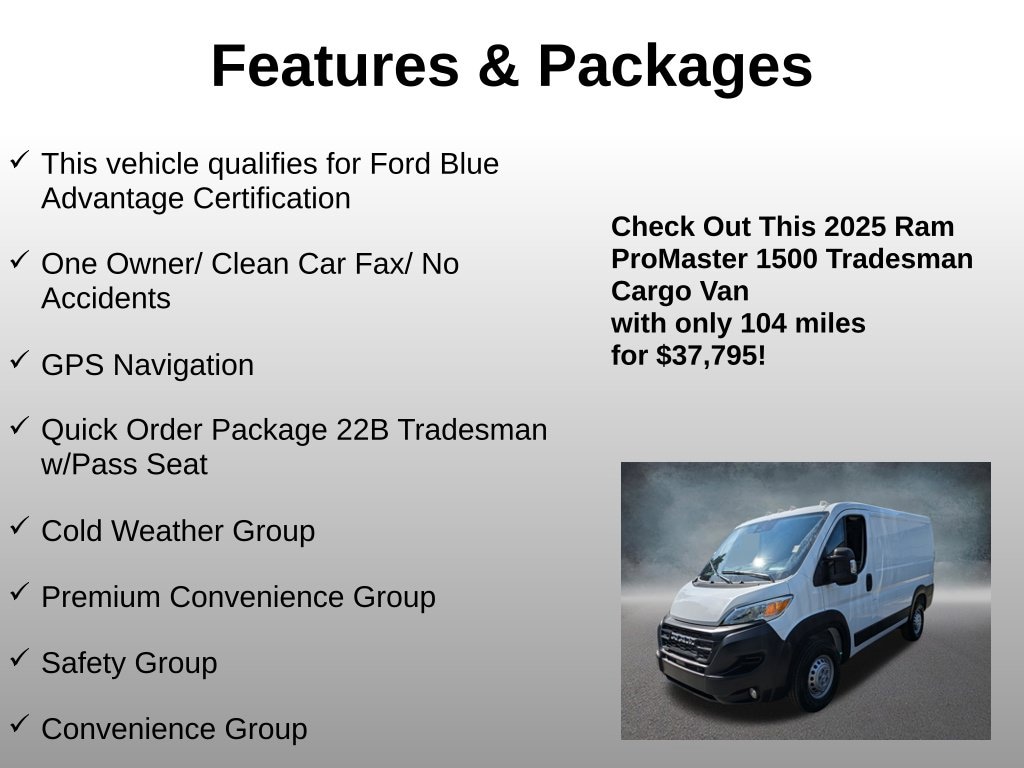 Used 2025 Ram Promaster 1500 Low Roof Cargo Van