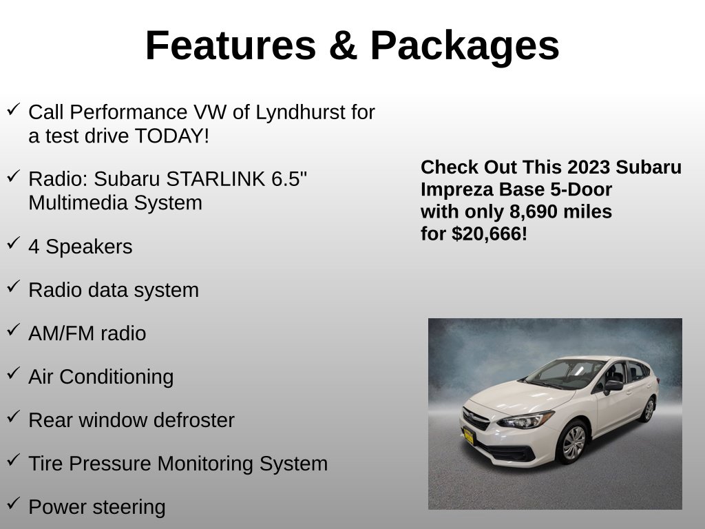 Used 2023 Subaru Impreza Base Hatchback