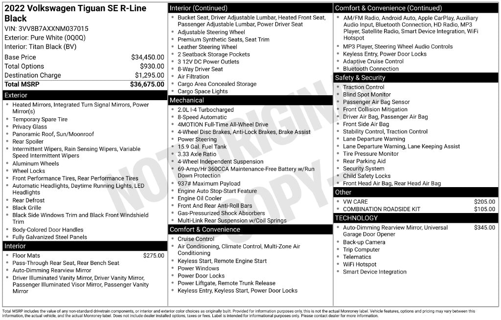 2022 Volkswagen Tiguan SE R-LINE BLACK - Photo 10