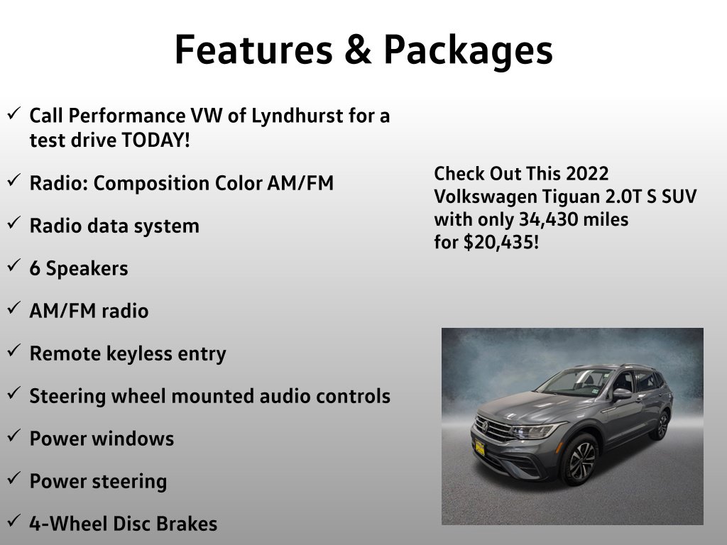 Used 2022 Volkswagen Tiguan 2.0T S SUV