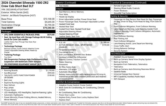 New 2026 Chevrolet Silverado 1500 ZR2 Truck