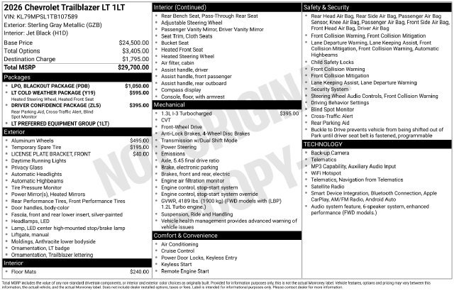 New 2026 Chevrolet Trailblazer LT SUV