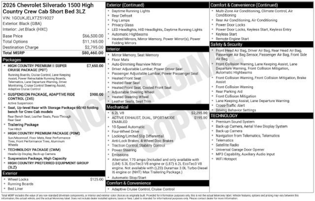 New 2026 Chevrolet Silverado 1500 High Country Truck