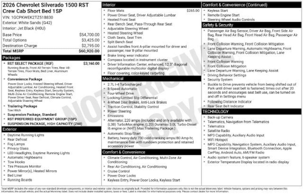 New 2026 Chevrolet Silverado 1500 RST Truck