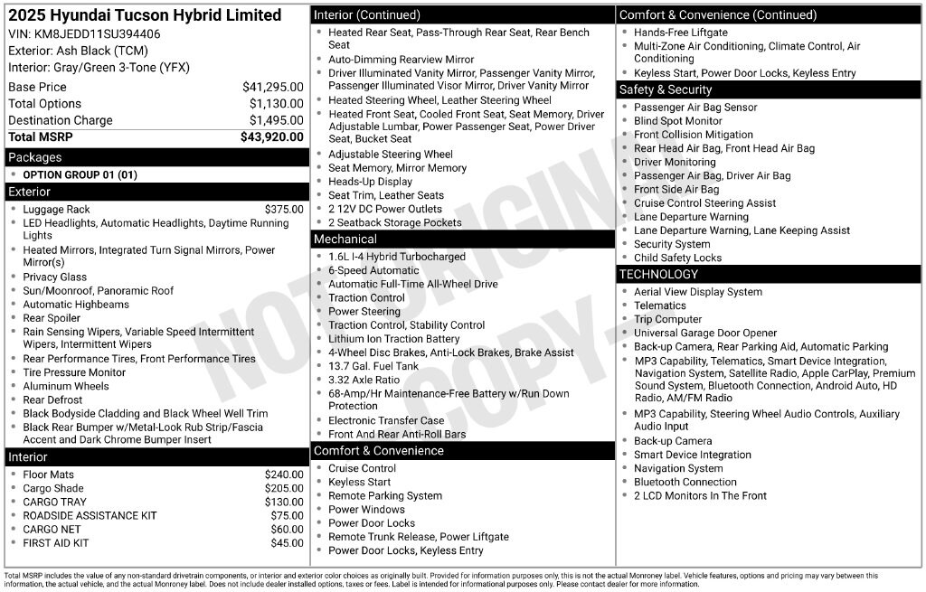 Certified 2025 Hyundai Tucson Hybrid Limited SUV