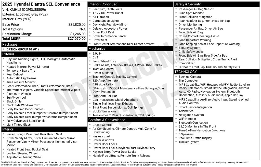 Certified 2025 Hyundai Elantra SEL Convenience Sedan