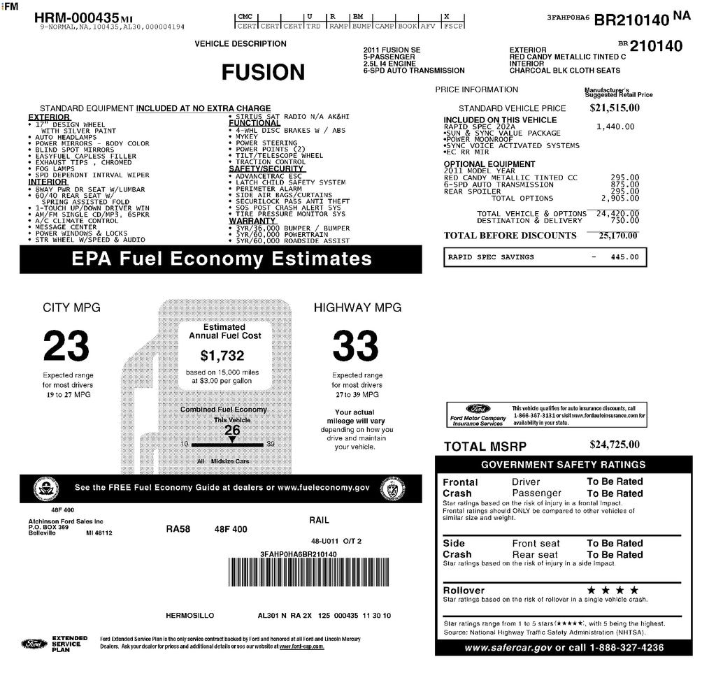 Used 2011 Ford Fusion SE Sedan
