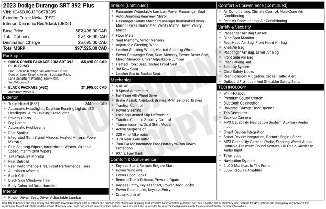 Used 2023 Dodge Durango SRT 392