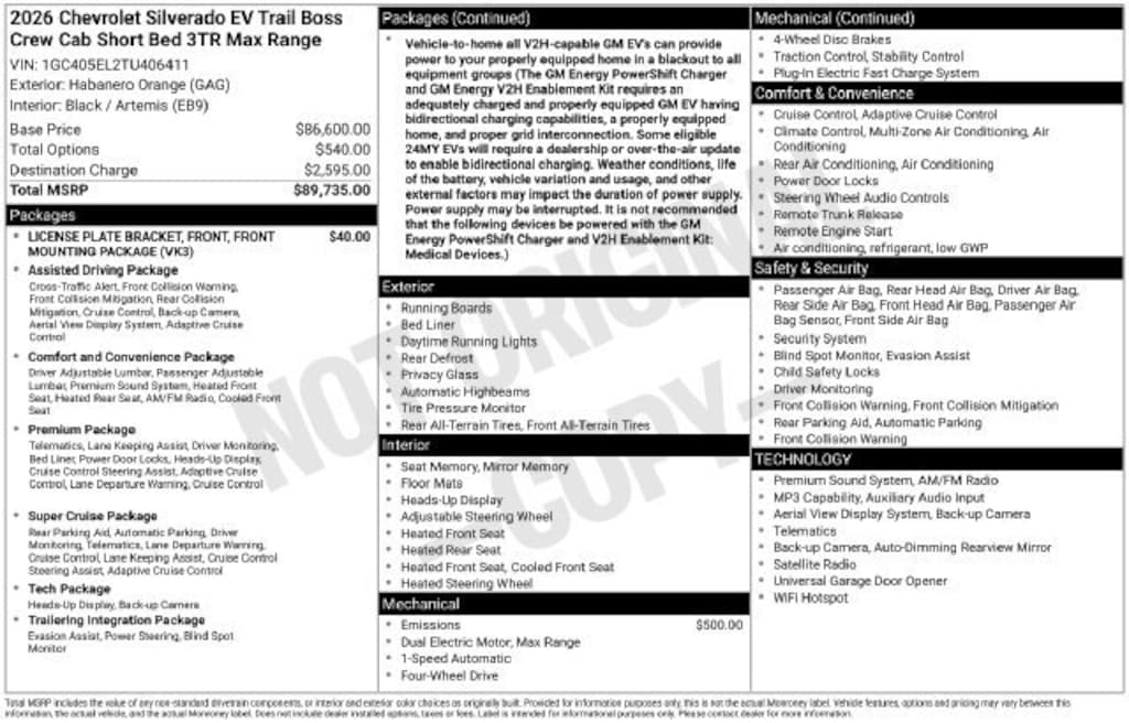 Used 2026 Chevrolet Silverado EV Trail Boss - Max Range Truck