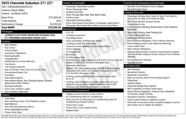 Used 2025 Chevrolet Suburban Z71 SUV