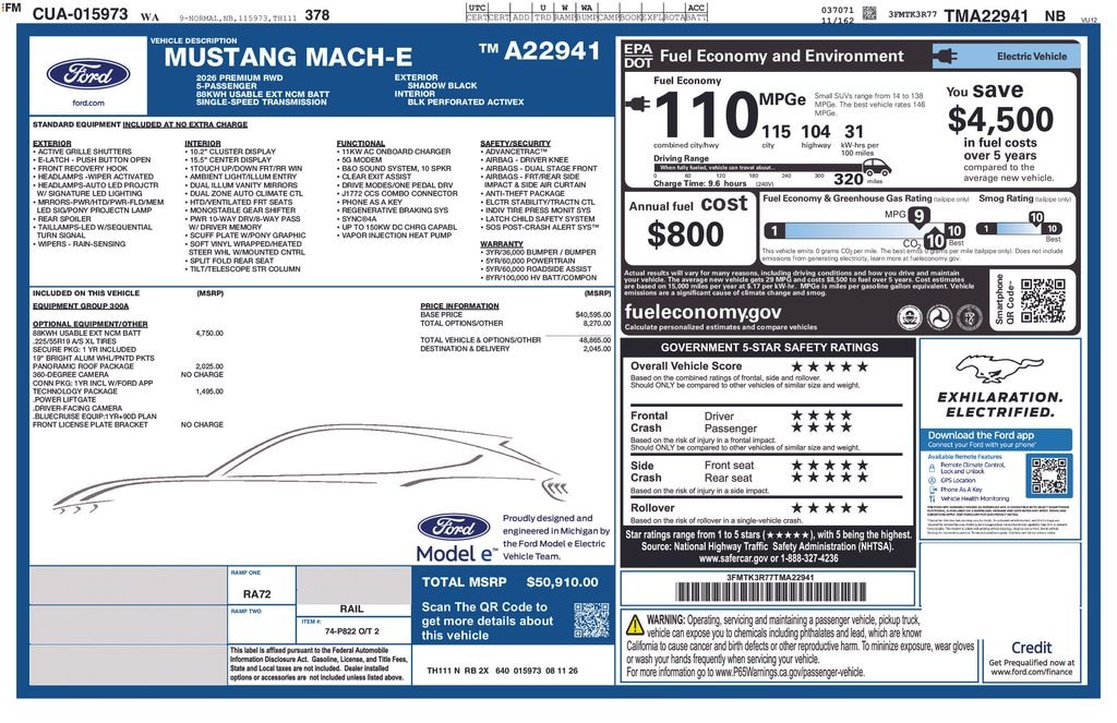 New 2026 Ford Mustang Mach-E Premium SUV