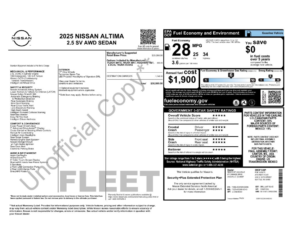 Used 2025 Nissan Altima 2.5 SV Sedan