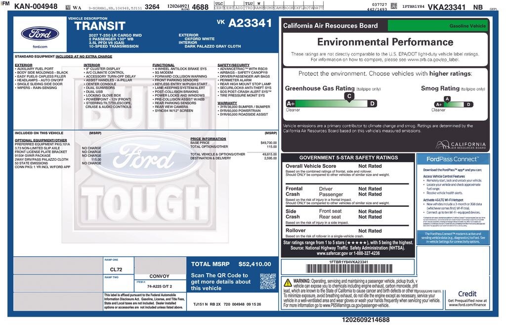 New 2027 Ford Transit-250 Cargo Base Van Low Roof Van