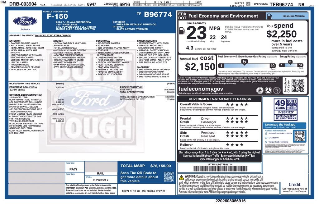 New 2026 Ford F-150 Lariat Truck SuperCrew Cab