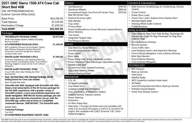 Used 2021 GMC Sierra 1500 AT4 Truck