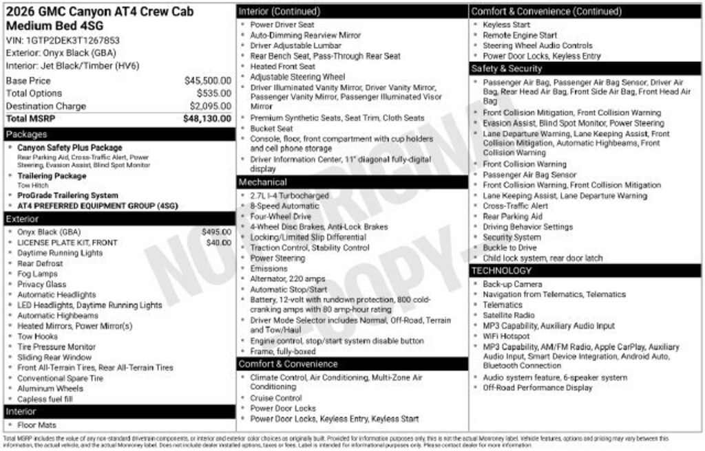 New 2026 GMC Canyon AT4 Truck