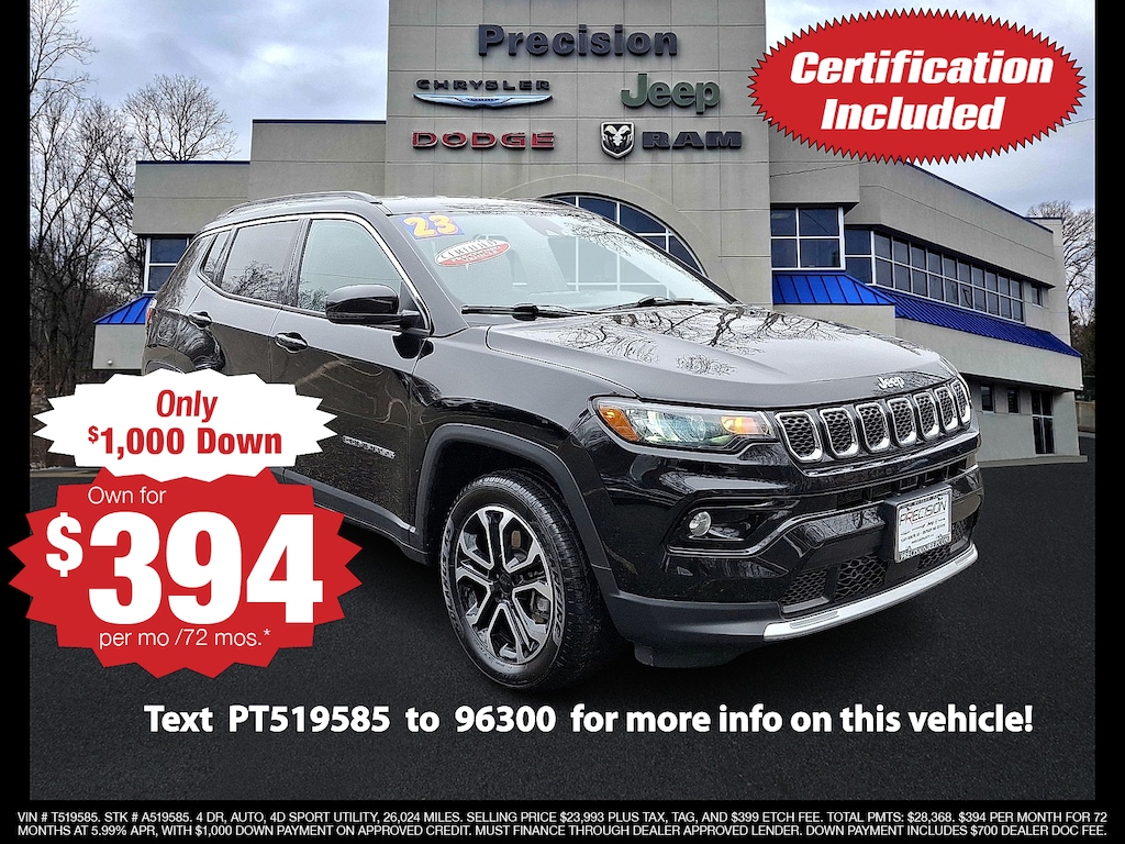 Certified 2023 Jeep Compass Limited 4x4 Sport Utility