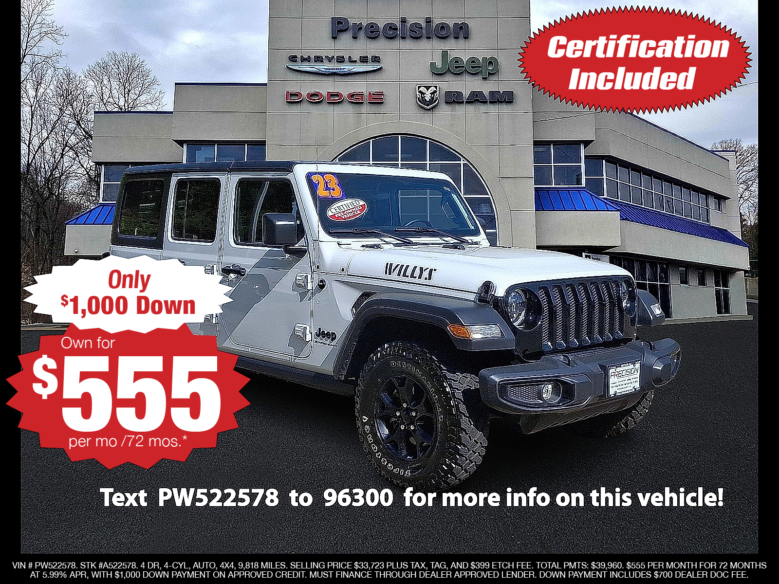 2023 Jeep Wrangler 4-Door Willys 4x4 Sport Utility