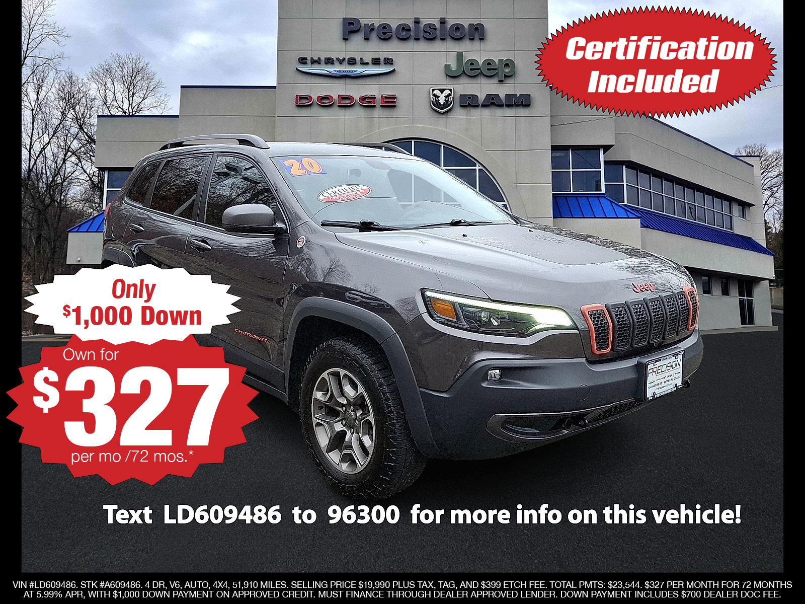 2020 Jeep Cherokee Trailhawk 4X4 Sport Utility