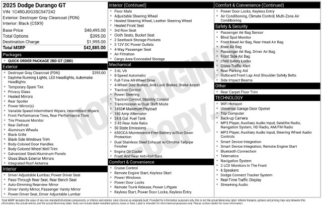 Used 2025 Dodge Durango GT SUV