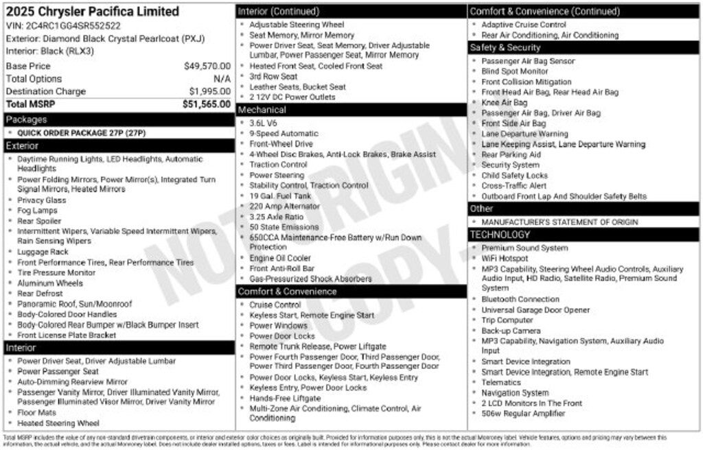 Used 2025 Chrysler Pacifica Limited Minivan/Van