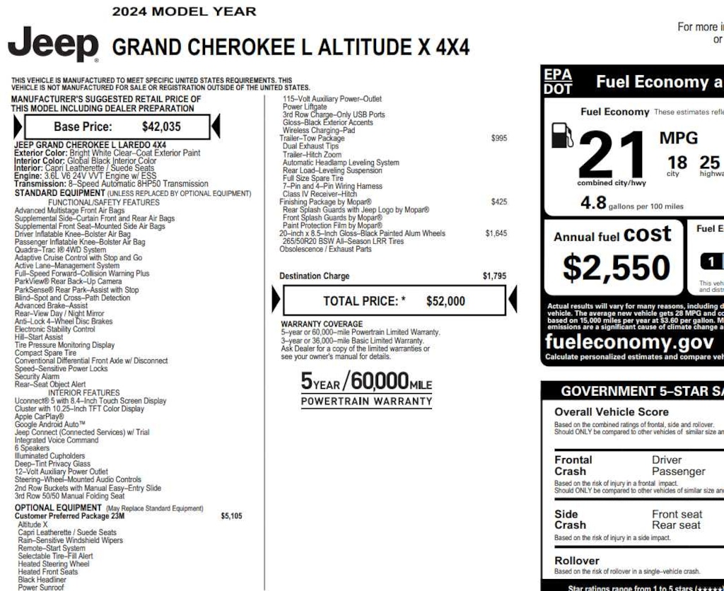 Used 2024 Jeep Grand Cherokee L Altitude X 4x4