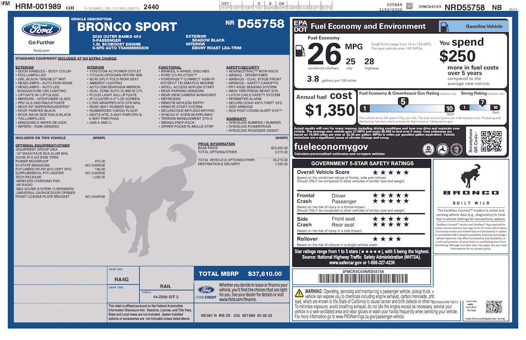 Used 2022 Ford Bronco Sport Outer Banks SUV