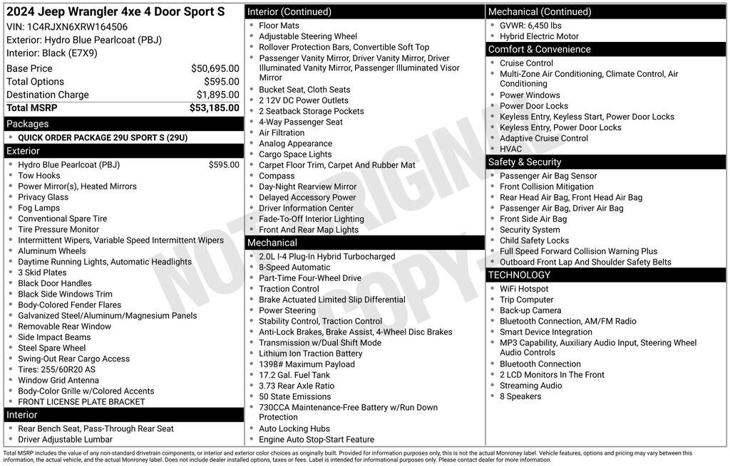 Used 2024 Jeep Wrangler 4xe Sport S 4xe SUV