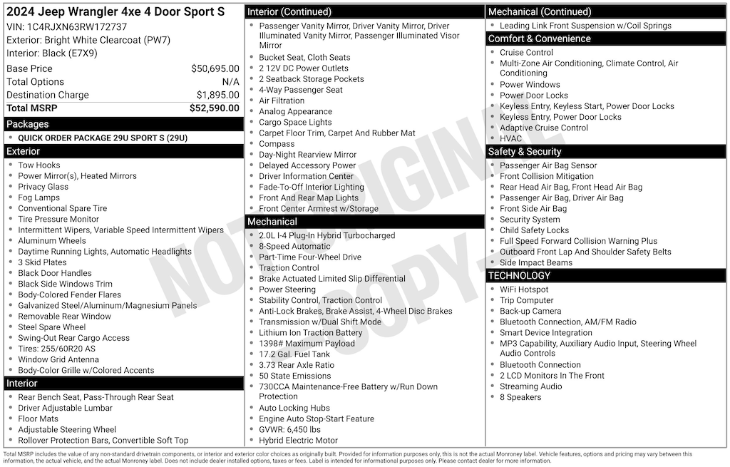 Used 2024 Jeep Wrangler Sport S 4xe SUV