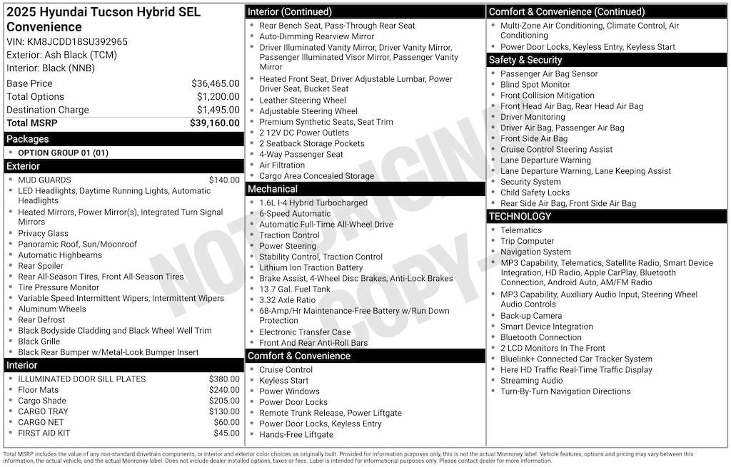 Certified 2025 Hyundai Tucson Hybrid SEL Convenience SUV