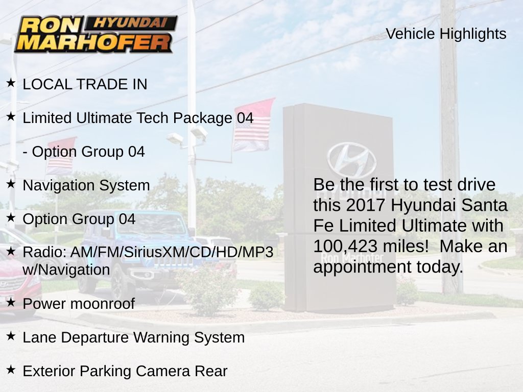 Used 2017 Hyundai Santa Fe Limited Ultimate with VIN KM8SRDHF2HU240214 for sale in Cuyahoga Falls, OH