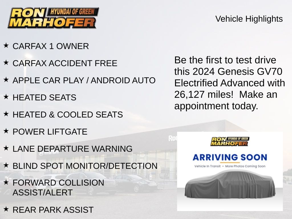 Used 2024 GENESIS GV70 Advanced with VIN 5NMMCET15RH002401 for sale in Akron, OH