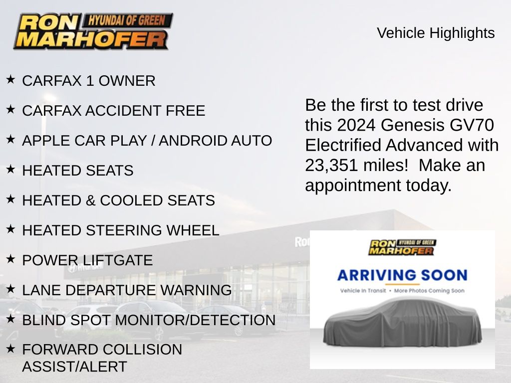 Used 2024 GENESIS GV70 Advanced with VIN 5NMMCET19RH003387 for sale in Akron, OH