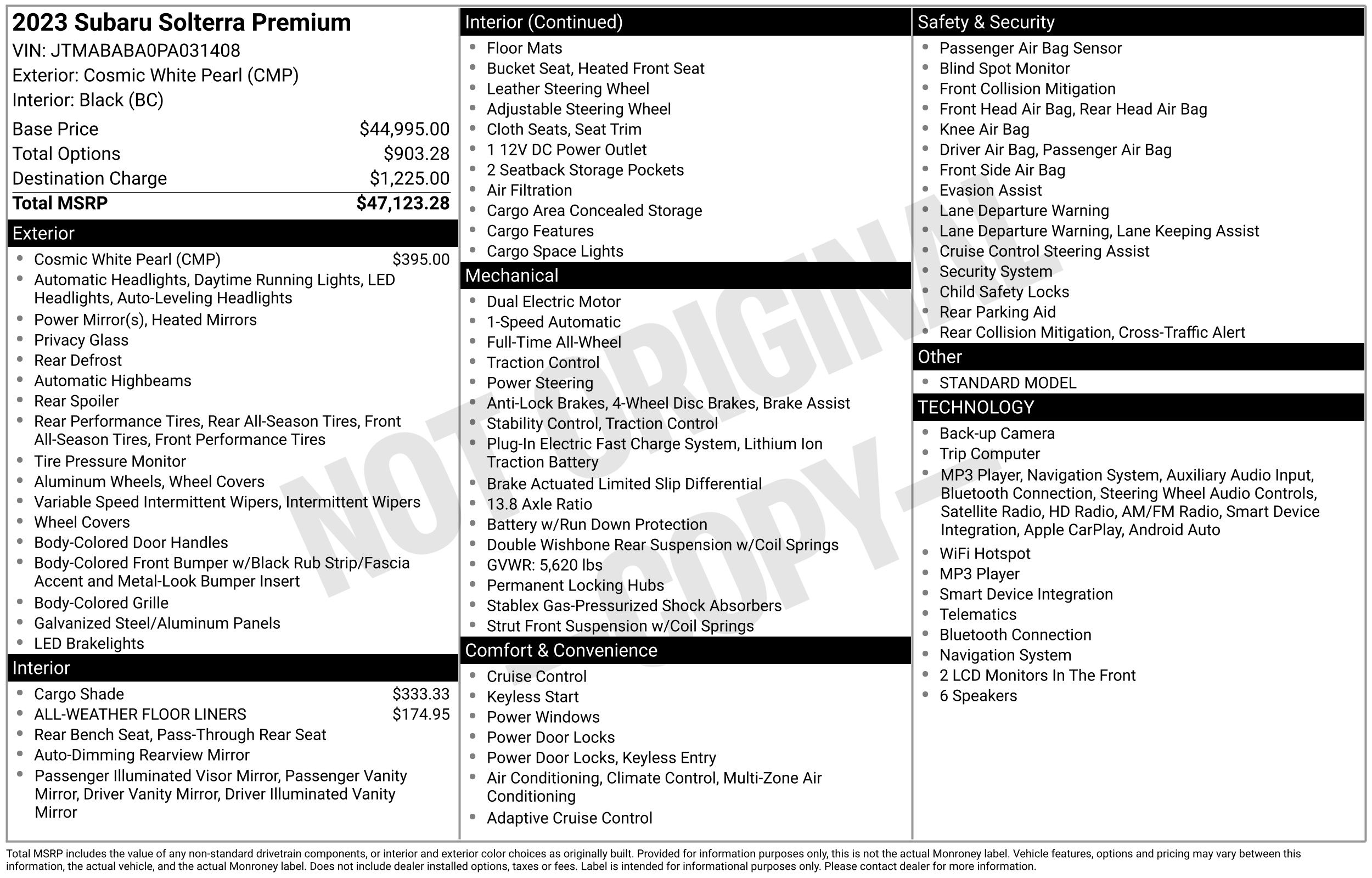Used 2023 Subaru SOLTERRA Premium with VIN JTMABABA0PA031408 for sale in Akron, OH