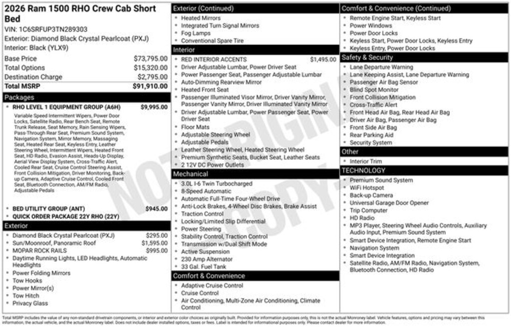 New 2026 Ram 1500 RHO CREW CAB 4X4 5'7 BOX Pickup