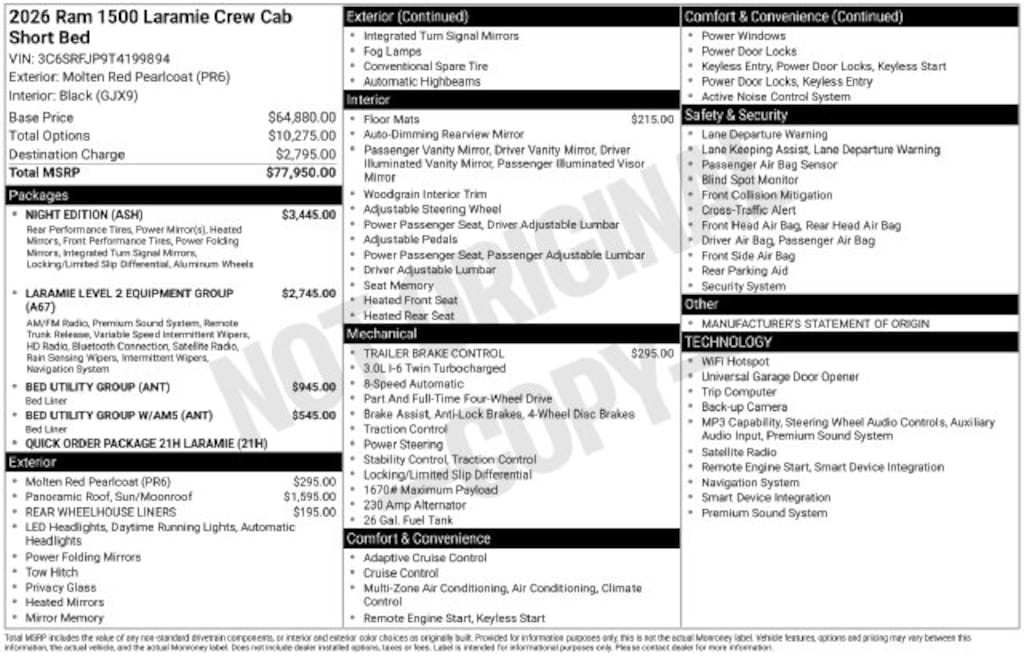New 2026 Ram 1500 LARAMIE CREW CAB 4X4 5'7 BOX Pickup