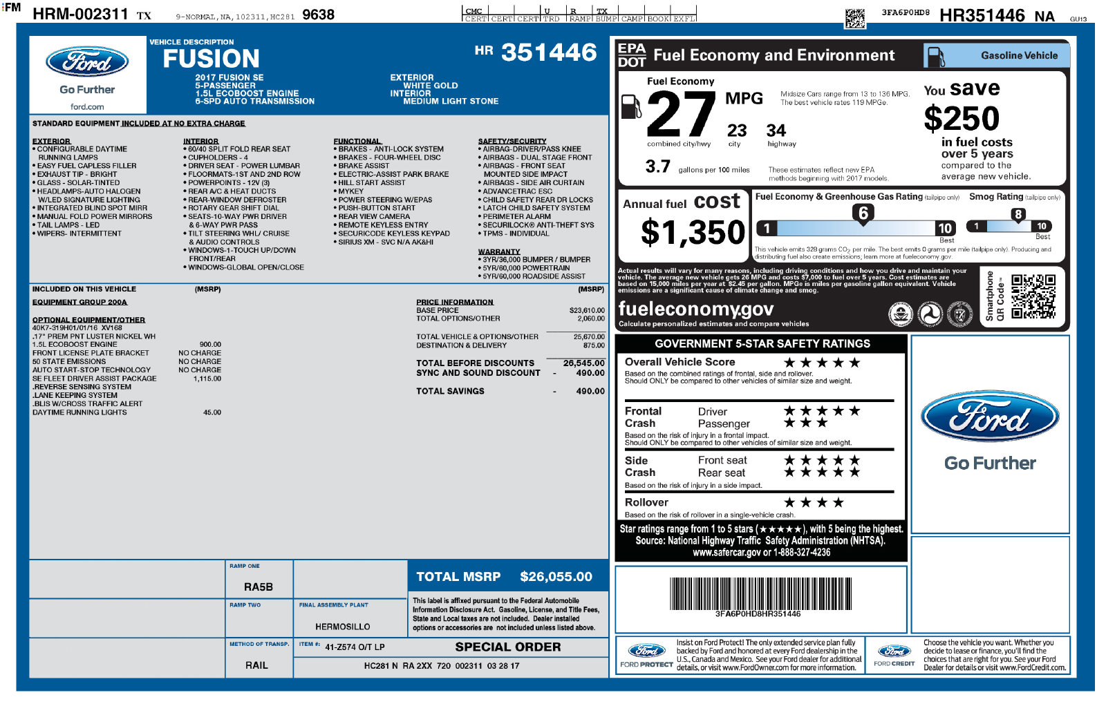 Used 2017 Ford Fusion SE Sedan