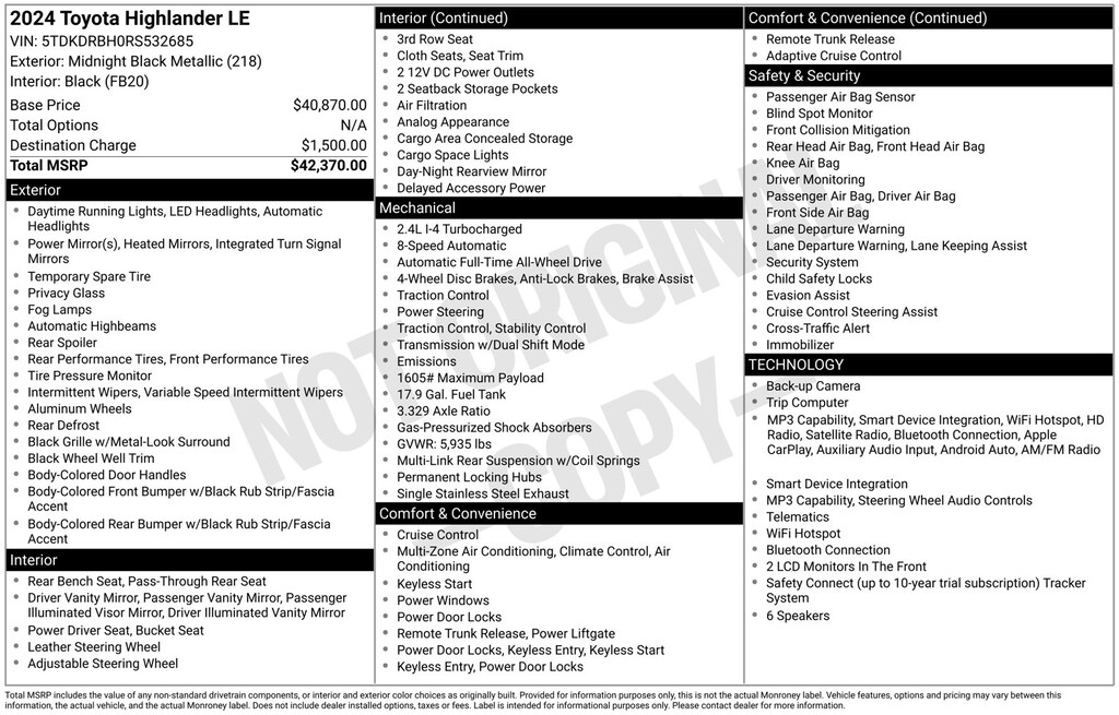 Used 2024 Toyota Highlander LE SUV