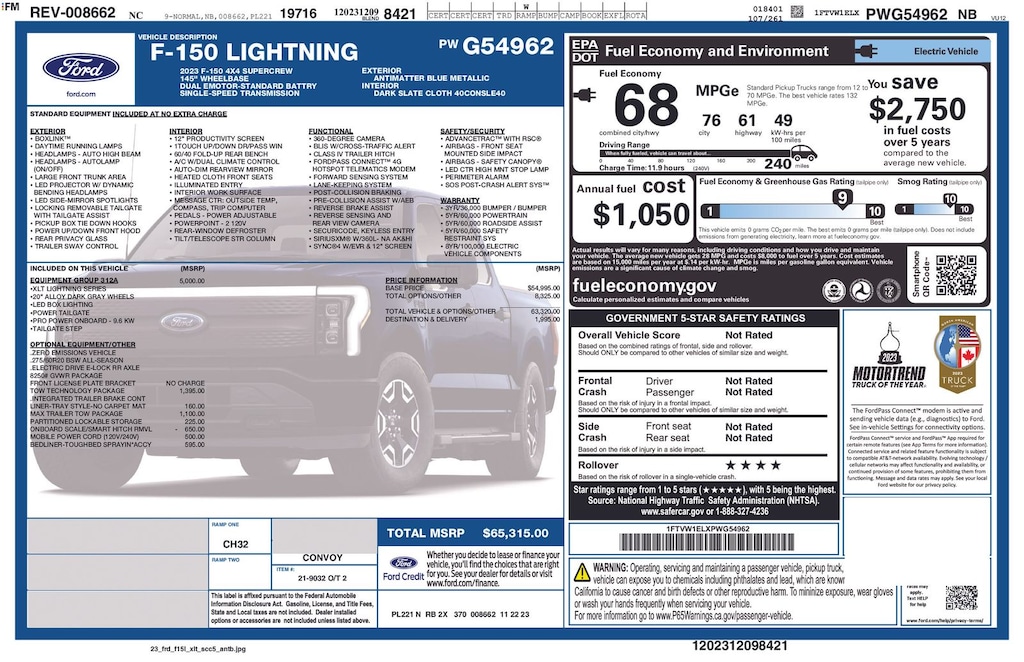 Used 2023 Ford F-150 Lightning XLT Truck