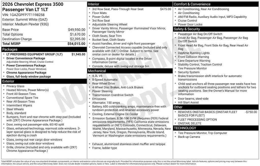Used 2026 Chevrolet Express 3500 LT Minivan/Van